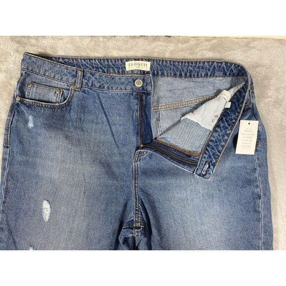 ELOQUII Denim Distressed Relaxed Ankle Length Jeans Women’s Sz 18W - Picture 6 of 14